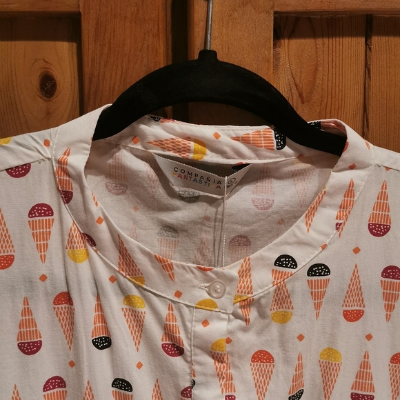 Compañia Fantastica dress, white with fun ice cream cone pattern - Picture 2 of 6